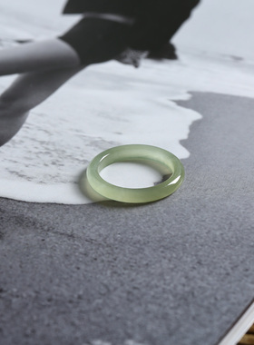 20号戒指 和田玉晴水细条素圈叠戴指环 9172