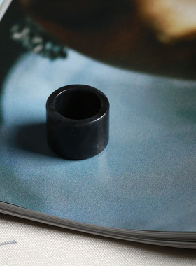 18号戒指 新疆和田玉青花籽料 籽玉宽条指环 扳指 8347