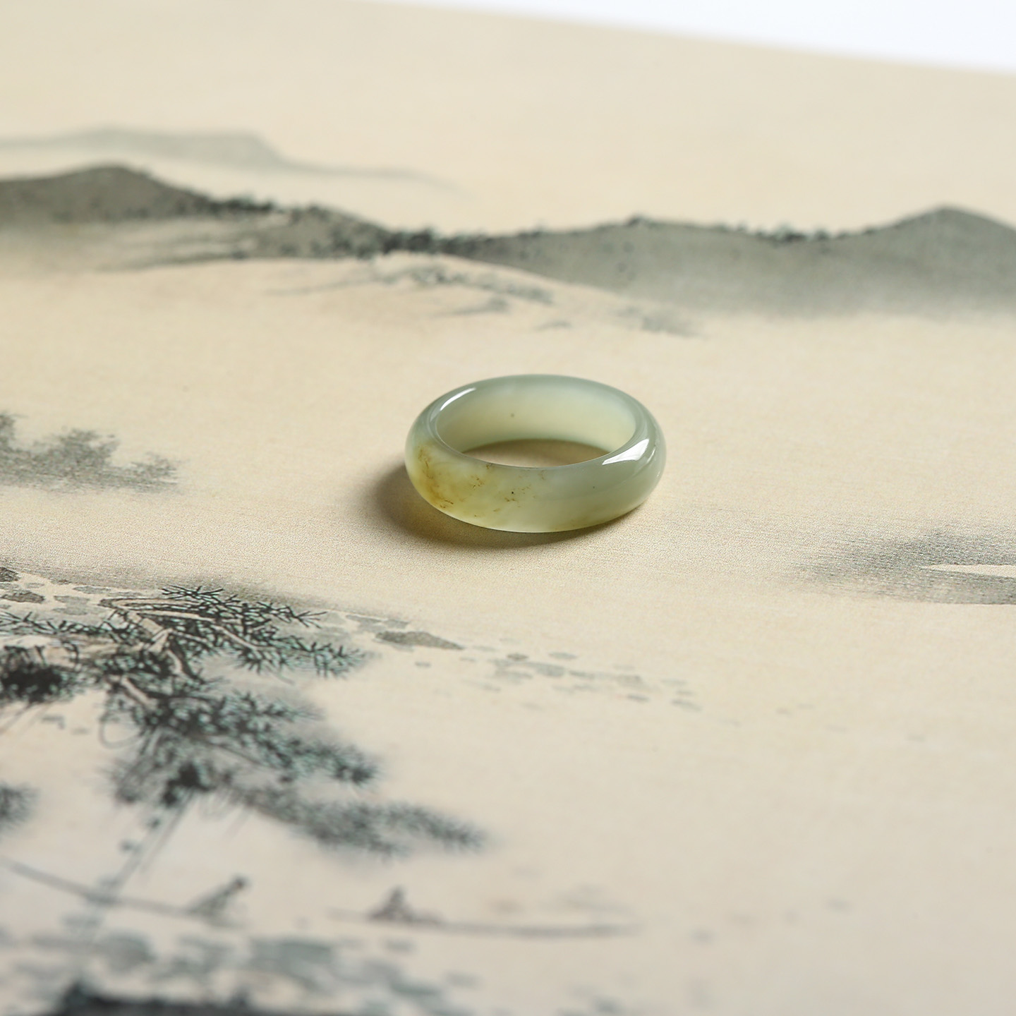 12号戒指 新疆和田玉糖料泥鳅背圆弧素圈指环 5222