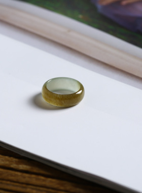 1号戒指 新疆和田玉糖料糖青玉小尺码圆弧素圈指环 尾戒 2843