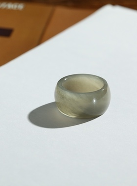 17号戒指 和田玉烟紫轮胎款指环 3108