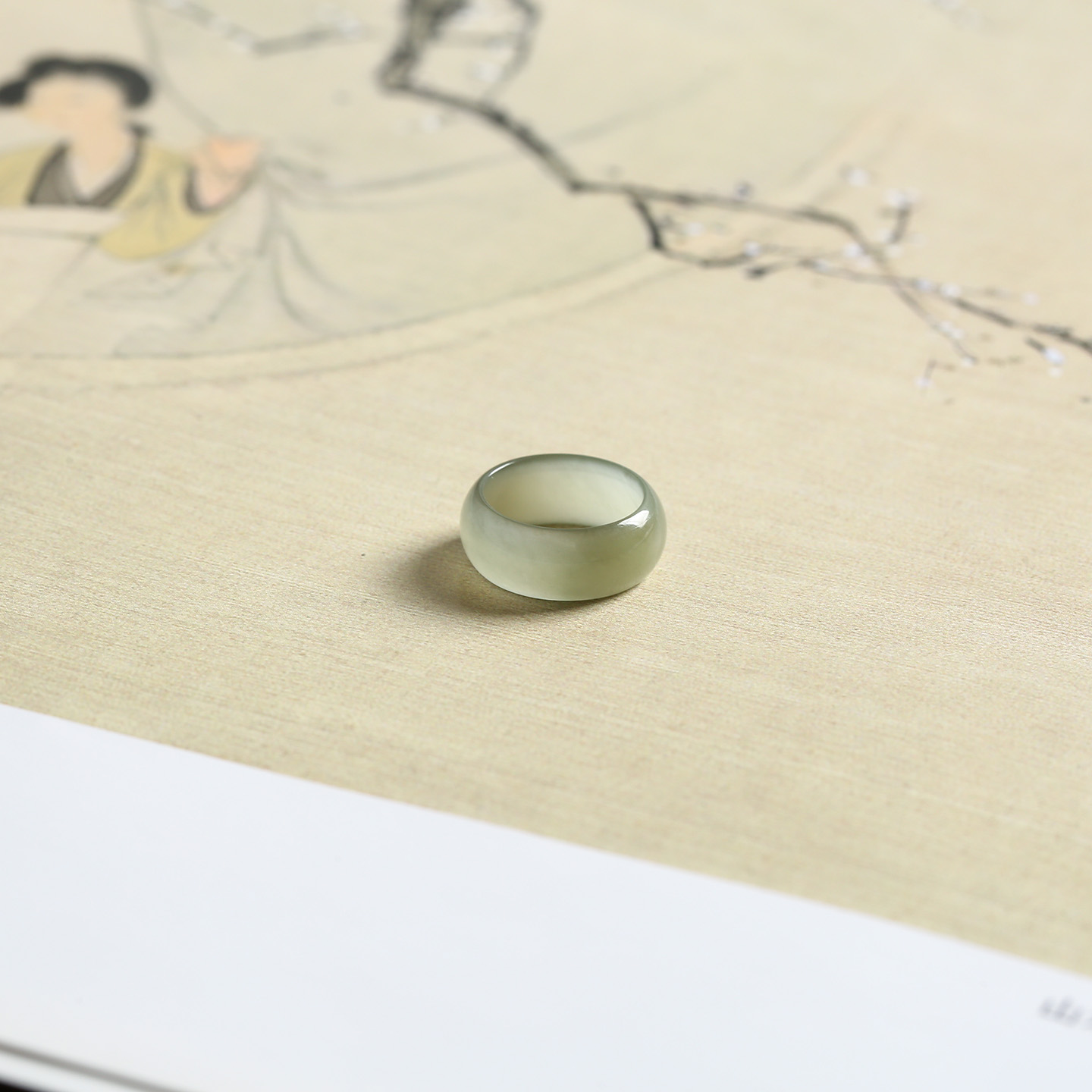 2号戒指 和田玉晴水青白小尺码圆弧素圈指环 尾戒 5255