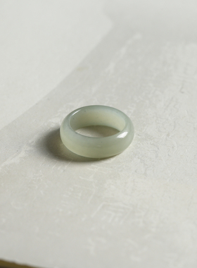 5号戒指 新疆和田玉青白小尺码素圈指环 尾戒 10076