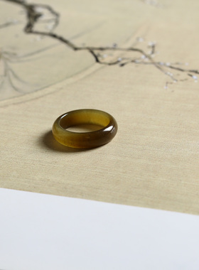 14号 新疆和田玉糖料糖玉泥鳅背圆弧素圈指环 8298