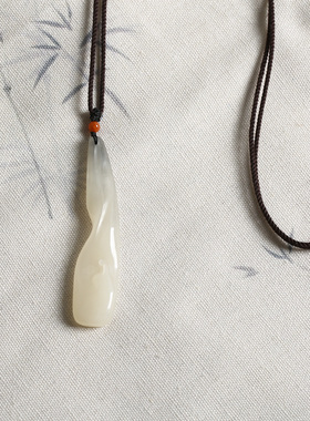 悟道玉坠 和田玉藕粉烟紫双色纯手工雕刻玉石挂件 8335