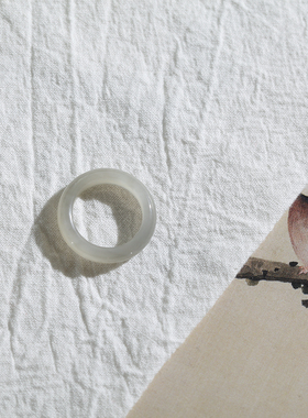 11号戒指 和田玉烟紫圆弧素圈指环 6987