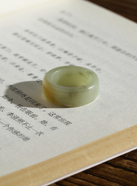 16号戒指 新疆和田玉若羌黄口料糖黄玉鼓条方口指环 1113