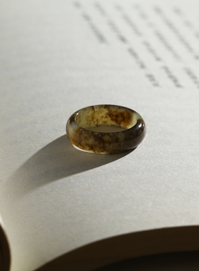 12号戒指 新疆和田玉糖料糖黄玉泥鳅背圆弧素圈指环 1655