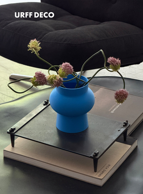 URFF DECO原创3D打印理想蓝色花瓶器建筑线条桌面摆件客厅装饰插