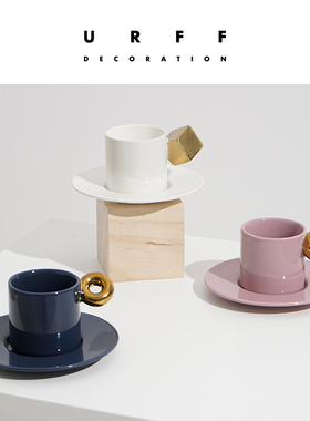 URFF DECO|BUBBLE TEACUP创意立体描金莫兰迪陶瓷杯下午茶马克杯