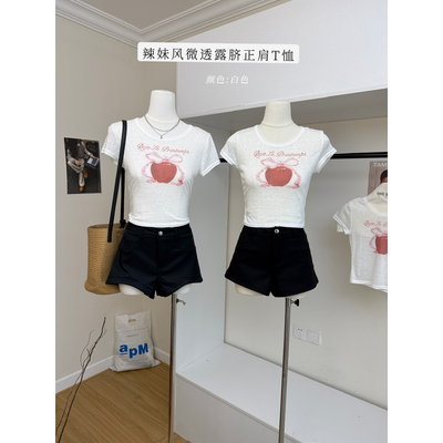 迟伞伞26/ss 林檎软糖 jor*a印花苹果长袖/短袖tee