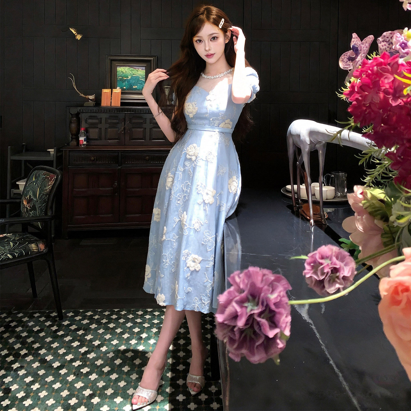 天蓝法式仙女裙633466