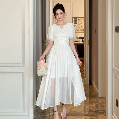 夏季新款女法式收腰遮手臂显瘦