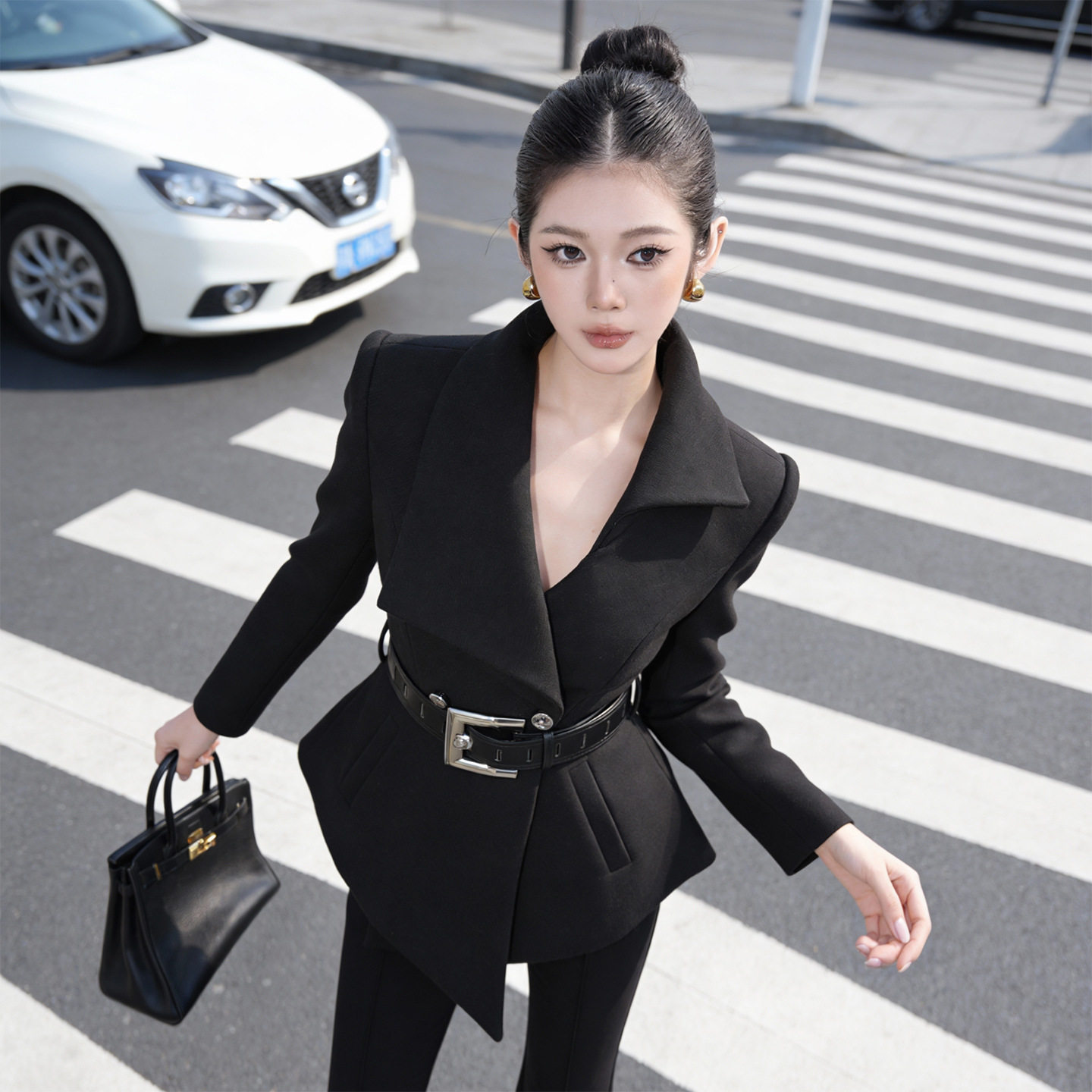 2026秋装女御姐风黑色小西装