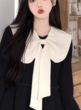 可爱蝴蝶结假领子娃娃领甜美大领子秋冬领结披肩领外搭款西装面料