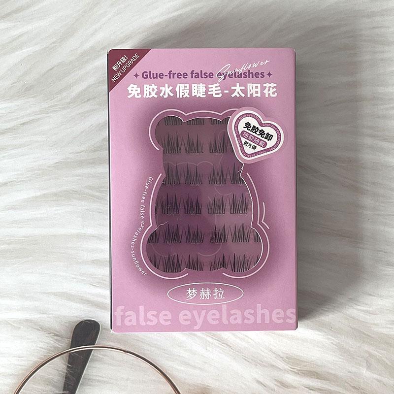 梦赫拉免胶免卸自粘假睫毛懒人太阳花纯欲免卸分段式单簇卷翘
