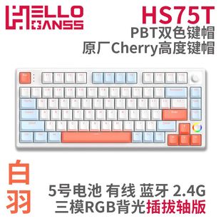 75T有线蓝牙2.4G无线三模RGB插拔TTC佳达隆带旋钮 HELLO GANSS