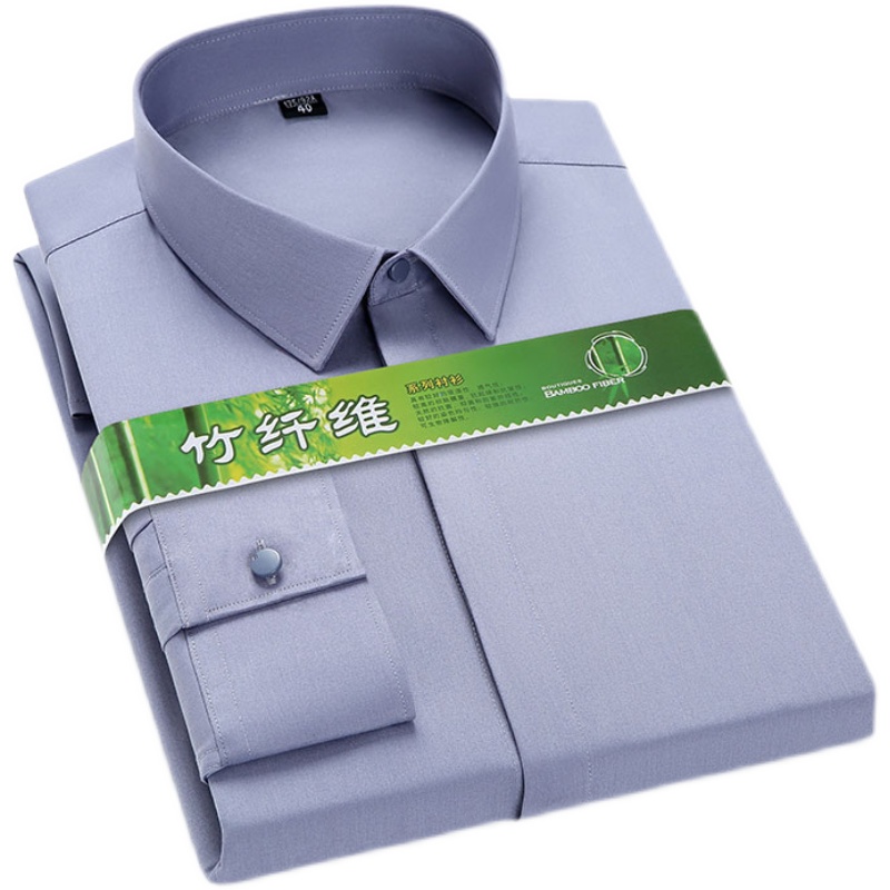 暗门襟白衬衫男长袖免烫抗皱修身