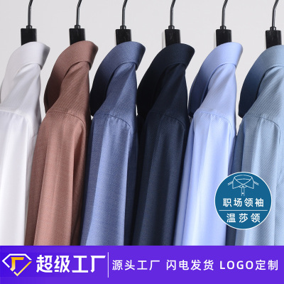 高级感温莎领法式衬衫男抗皱免烫