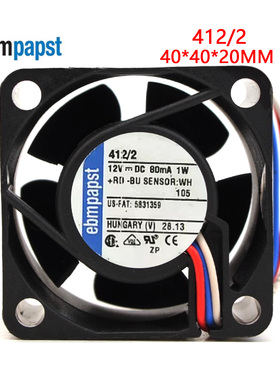 TYP 412/2 12V 1W 80mA 4020 全新原装德国进口 4CM静音散热风扇