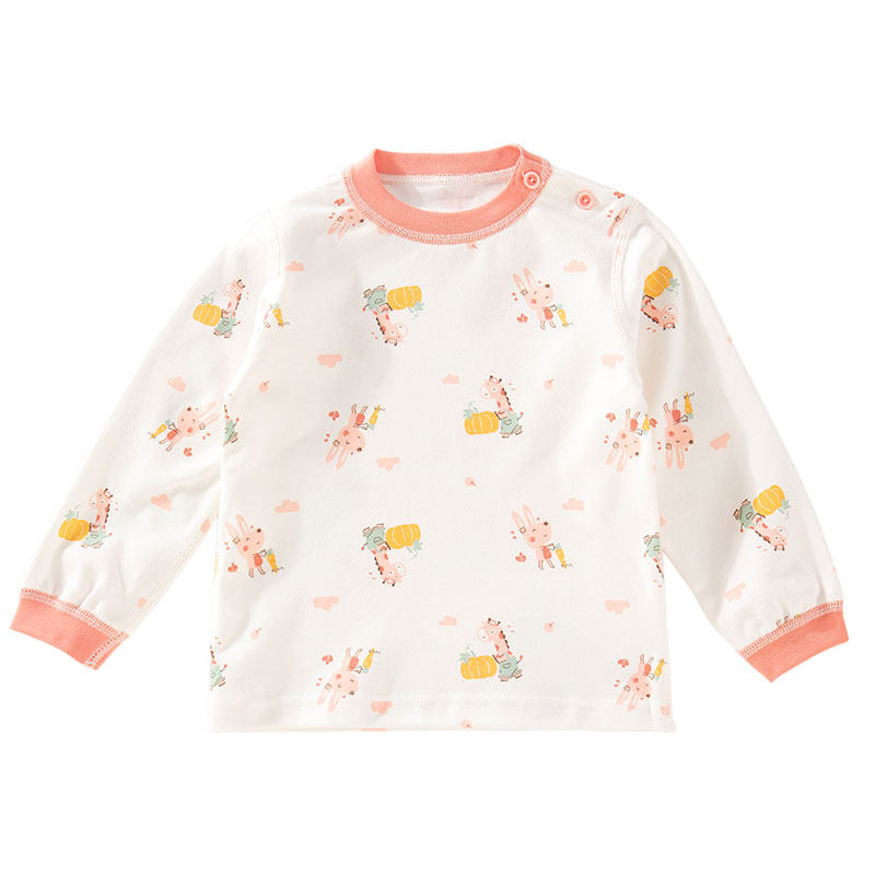 TONGTAIS NEW SPRING AUTUMN AND WINTER BONELESS SEWN BABY SINGLE UNDERWEAR TOPS SHOULDER OPEN PULLOVERS MALE AND FEMALE BABY COTTON