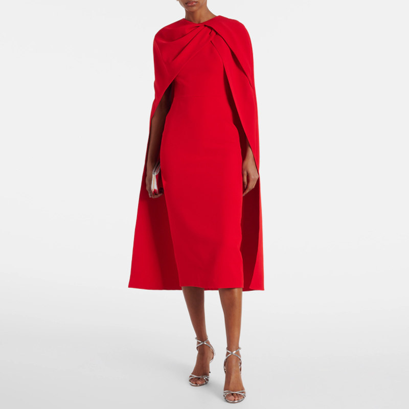 时尚晚礼服新娘气质优雅敬酒服红色高级质感年会主持晚宴连衣裙女