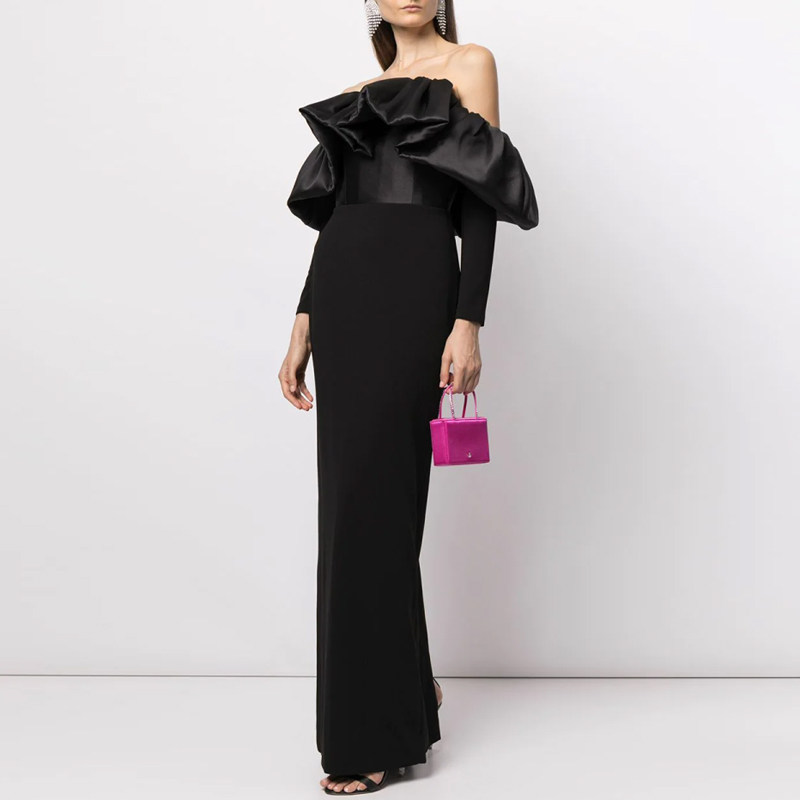 气质优雅晚礼服长款2024新款高端大气走秀抹胸年会宴会主持连衣裙