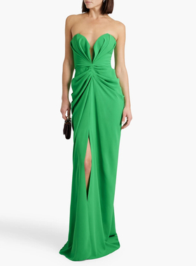晚礼服长款2025新款高端大气绿色年会连衣裙高级感派对主持晚宴女