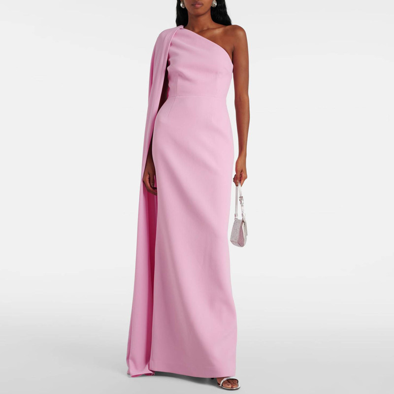 晚礼服长款单肩裙2024新款气质优雅派对主持年会高级感连衣裙宴会