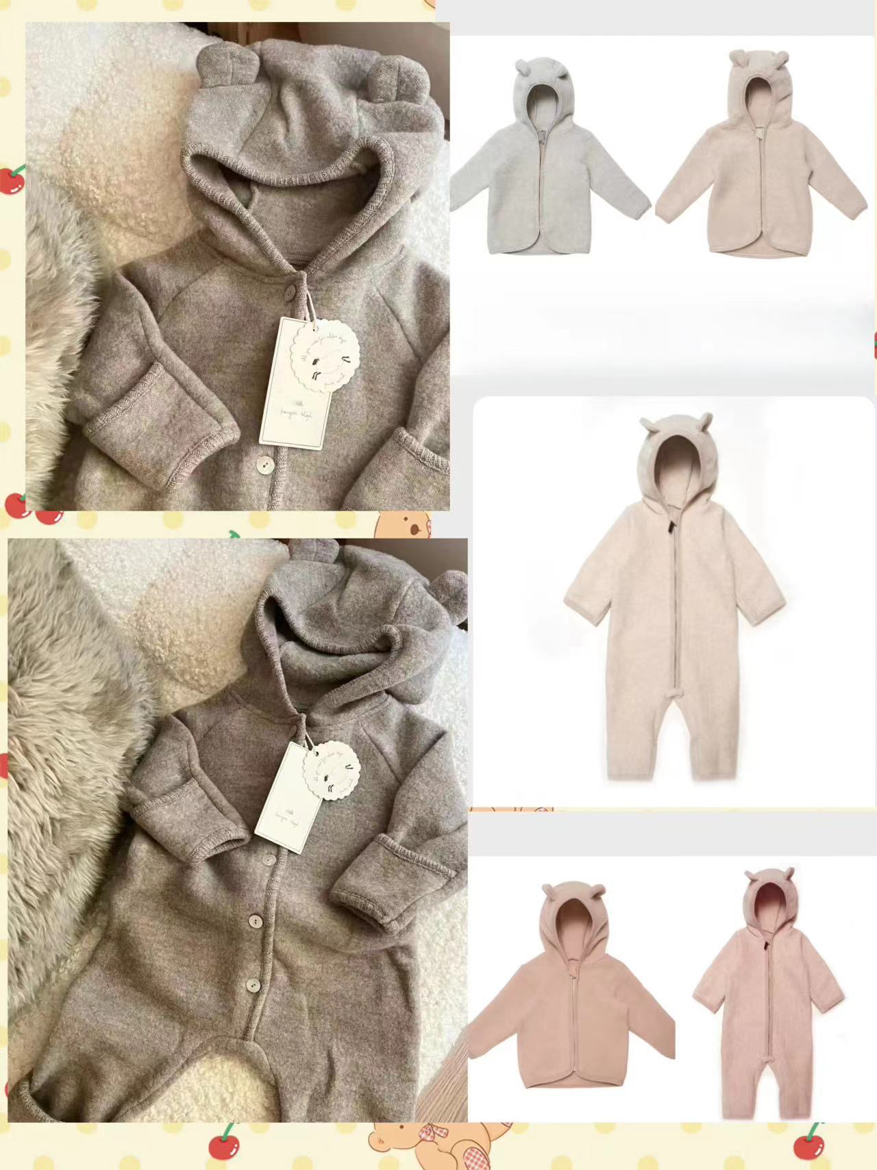 24秋冬新款北欧进口高端美丽奴羊毛面料Hutt羊毛外套拉链连体爬服