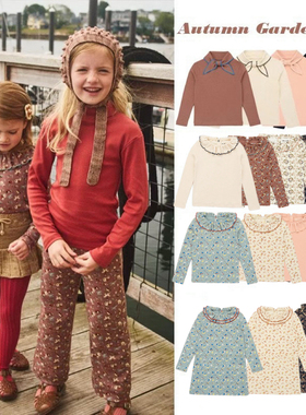 2025秋新款mp系列同款有机棉女宝超柔软领结T恤碎花打底衫连衣裙