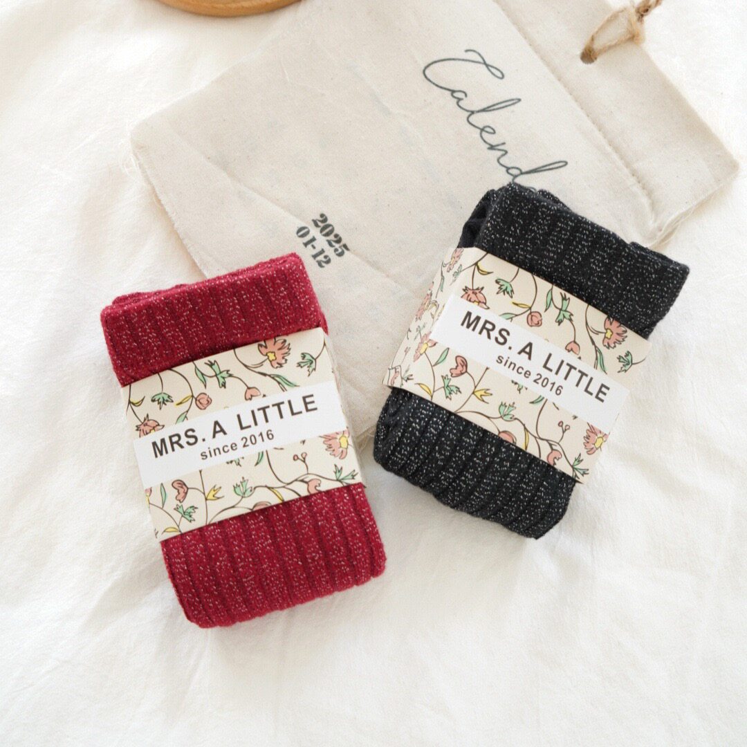 2025秋冬新款coll同款定染圣诞限定款金银丝女童坑条打底袜连裤袜