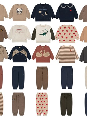 清仓特价25秋冬新款童装ks同款爱心熊猫套头卫衣恐龙柠檬卫衣卫裤