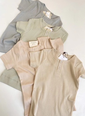 2023春夏mar系列ins爆莫代尔棉超舒适螺纹高端莫兰迪儿童短袖T恤