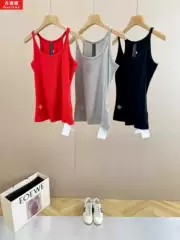 Gucitoc Is Spicy and American-Style! Cross-Embroidered Ribbed Cotton Camisole for Women, New Summer 25 Model Base Shirt