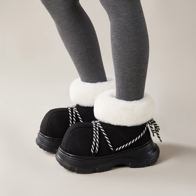 厚底豆豆鞋秋冬季加绒女款雪地靴