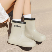女款 水鞋 时尚 防滑冬季 柠小七雨鞋 新款 外穿中筒防水鞋 雨靴加绒胶鞋
