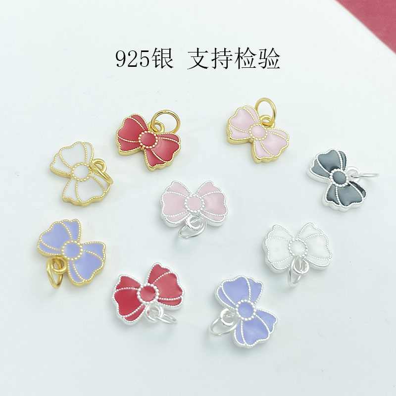 S925镀金蝴蝶结领结吊坠DIY