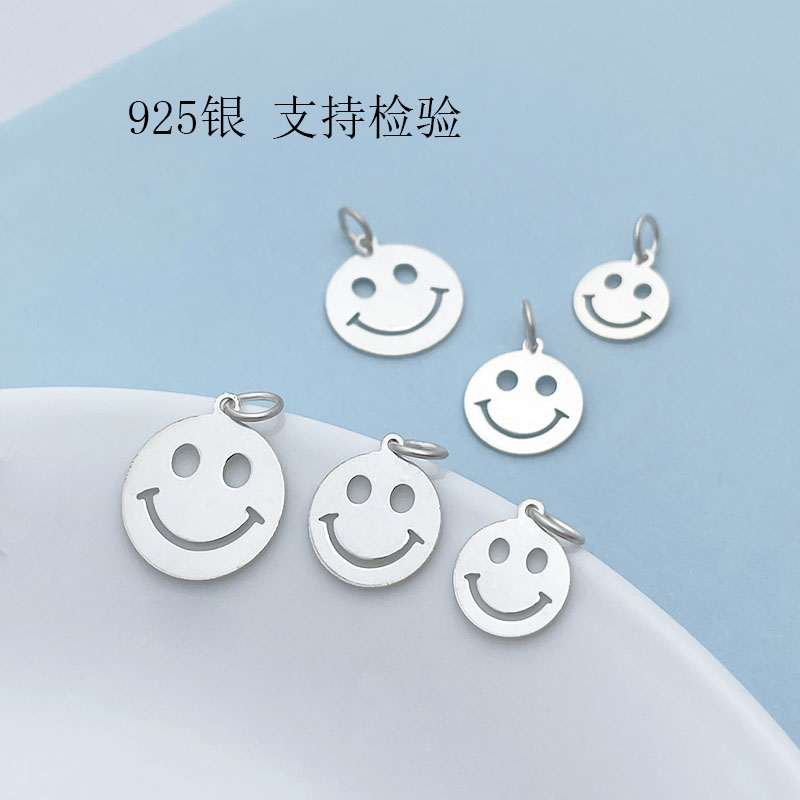 S925纯银笑脸吊坠DIY编绳配件