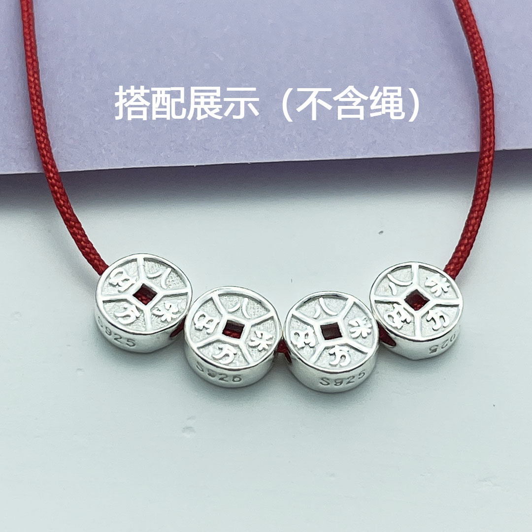 S925纯银八方来财圆柱隔珠配件