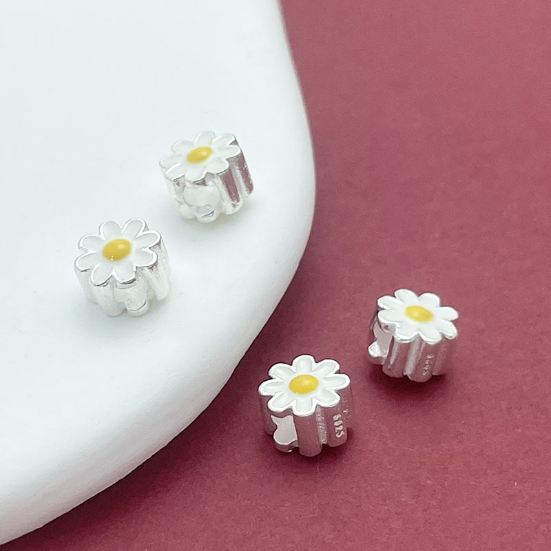S925纯银小雏菊手链隔珠隔片