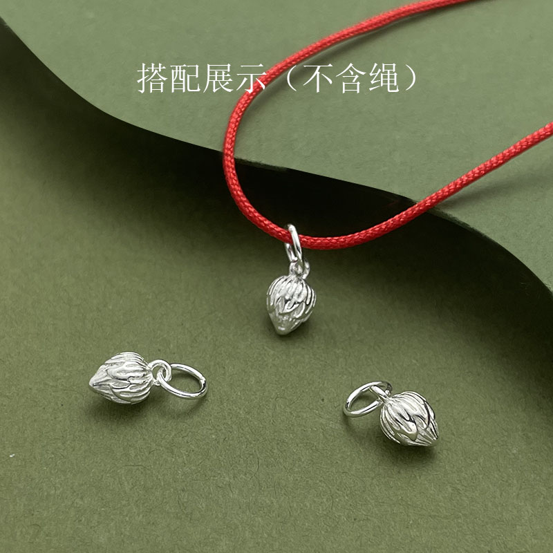S925纯银莲花莲蓬珍珠吊坠配件
