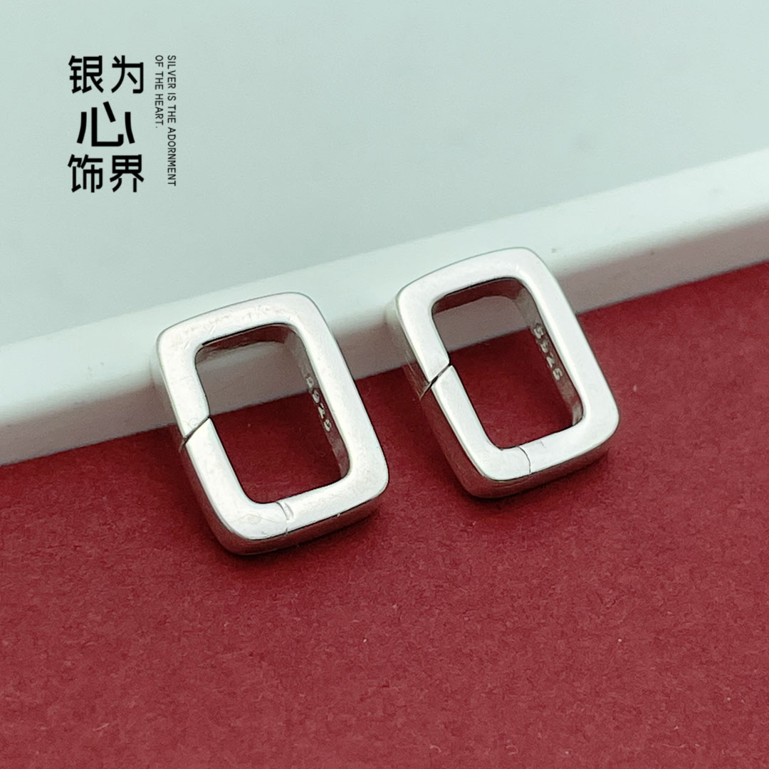 S925纯银弹簧扣方形扣连接扣图片