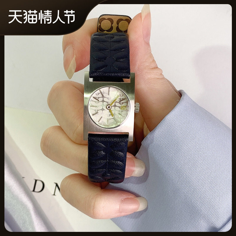 Orla Kiely英国正品石英表女防水女表皮带印花时尚方形复古女手表