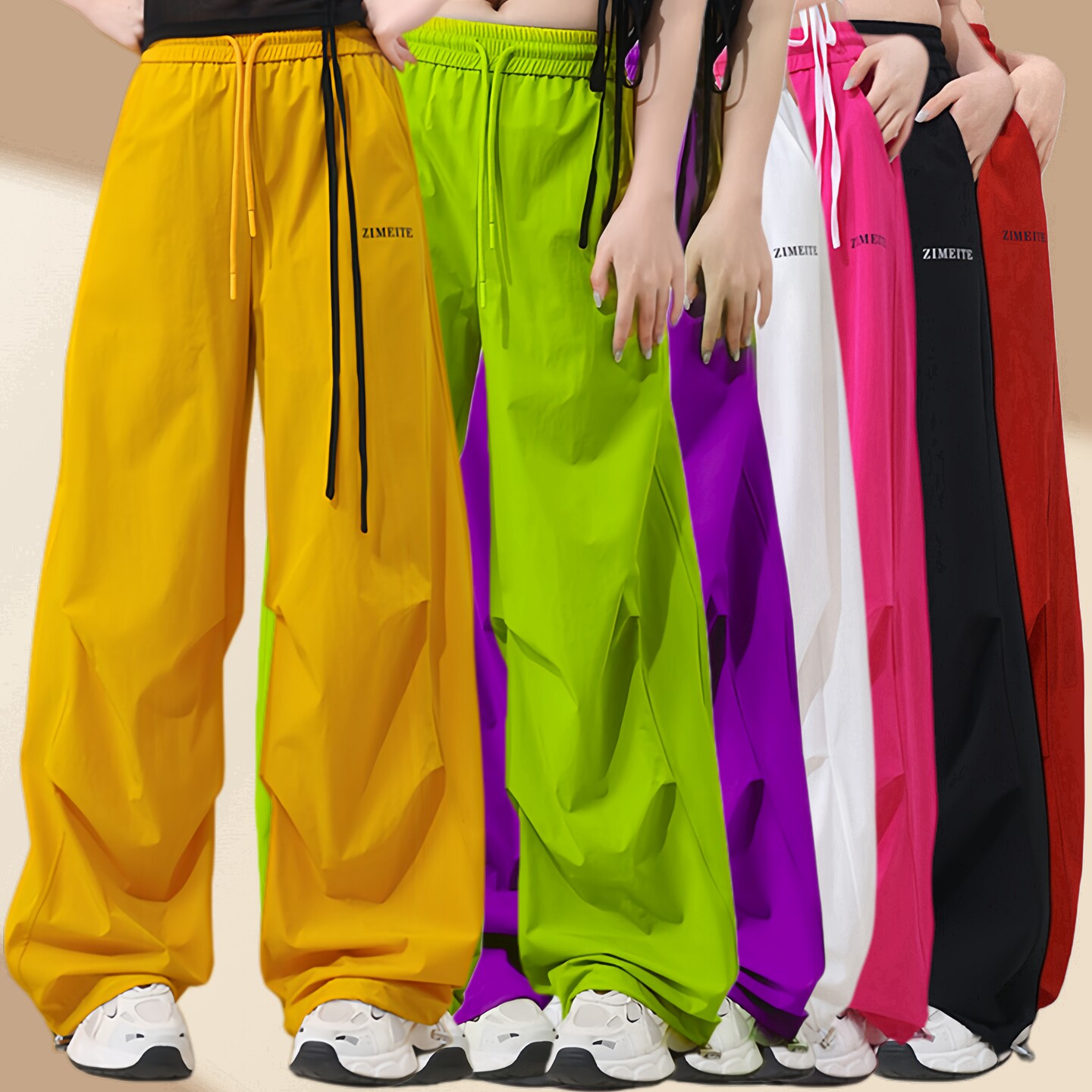 网红伞兵宽松弯刀新款速干广场运动裤鬼步爵士舞跳舞美式运动长裤