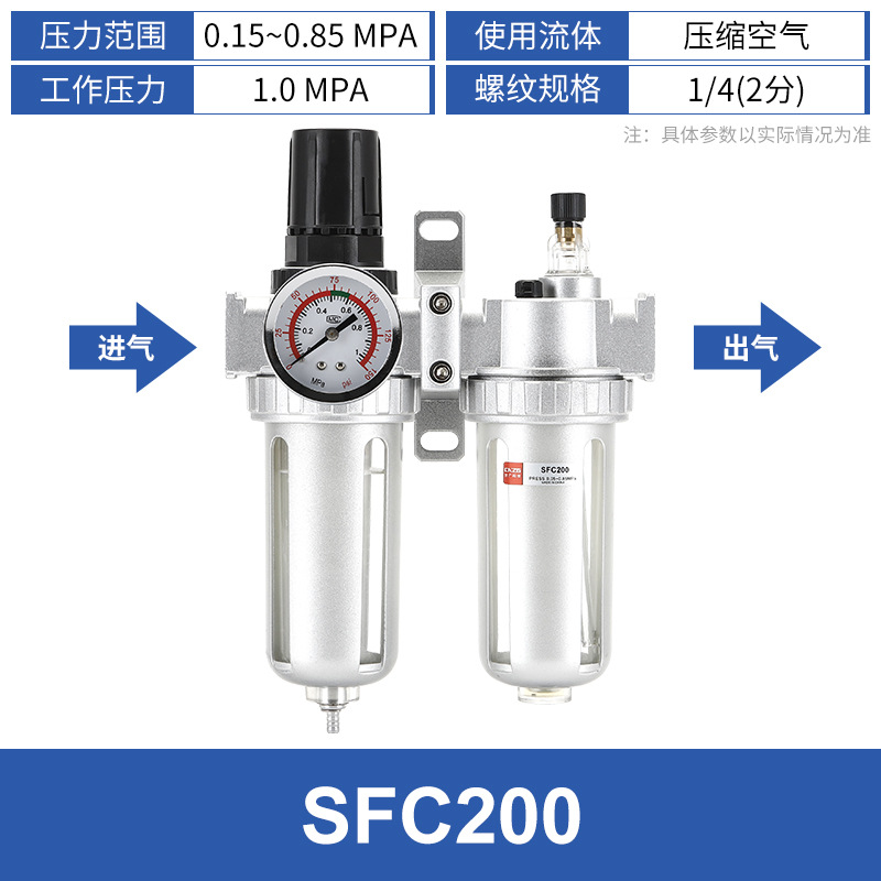 型过滤调压阀SFC/SFR二联件油水分离器单联2分3分4分处理器