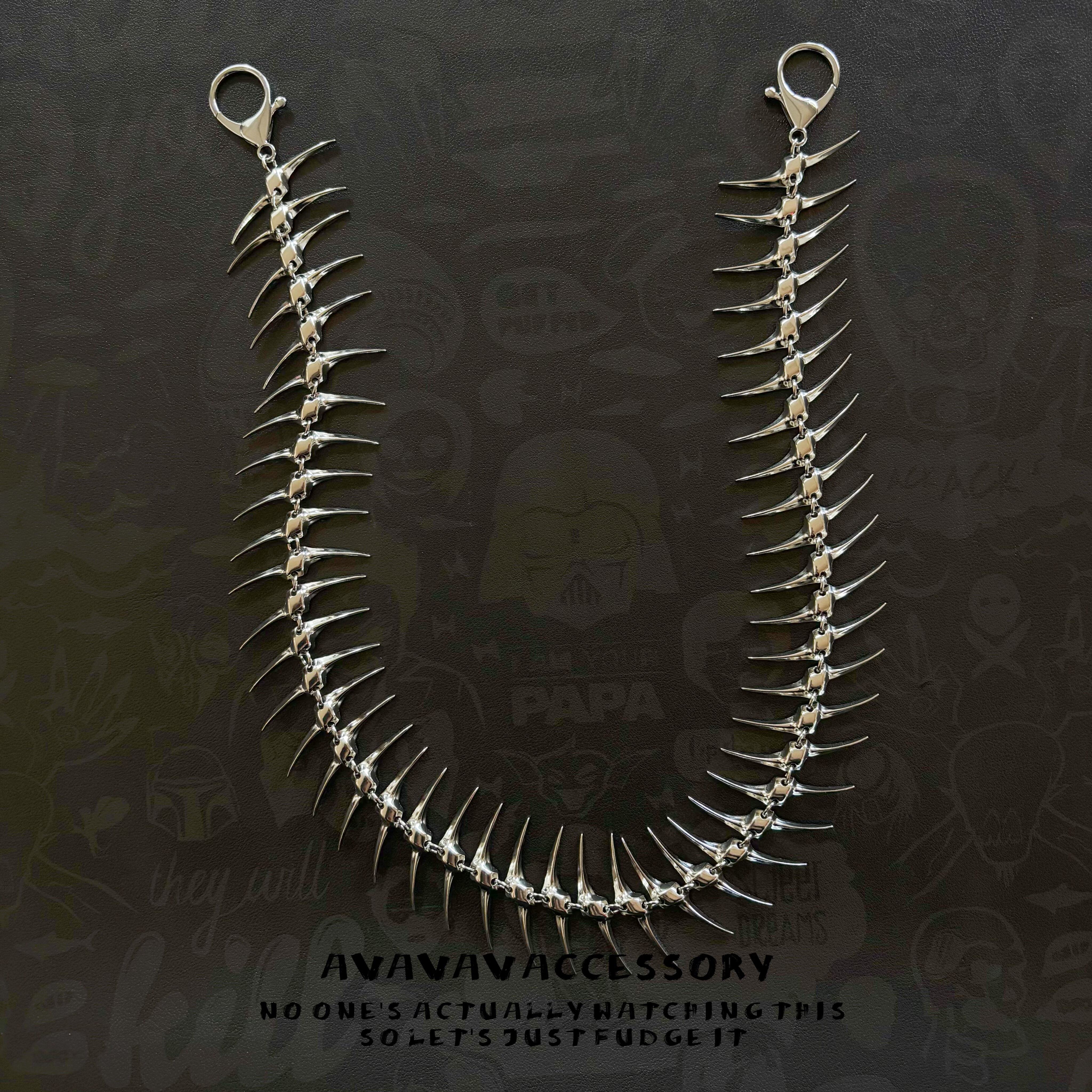 thumbnail for AVAVAVA High Street Dark Fishbone Jeans Waist Chain Hip Hop Punk Unisex Pant Chain Bag Hanging Chain