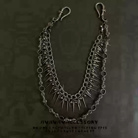 Avavava Original Vajra Spike Double-Layer Pants Chain Dark Punk Hip-Hop Detachable Exaggerated Waist Chain Bag Chain