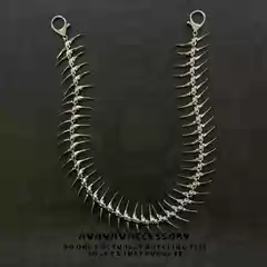 Avavava High Street Dark Fishbone Jeans Waist Chain Hip-Hop Punk Unisex Pants Chain Bag Chain