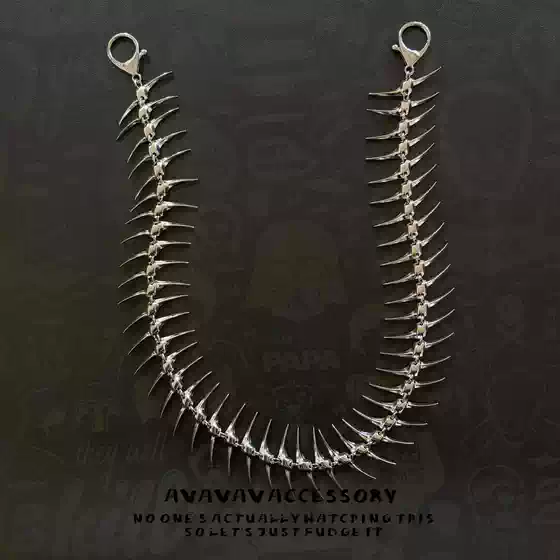 Avavava High Street Dark Fishbone Jeans Waist Chain Hip-Hop Punk Unisex Pants Chain Bag Chain